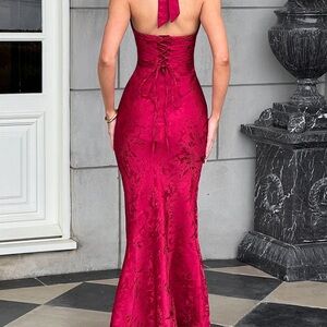 Elegant Red Halter Dress